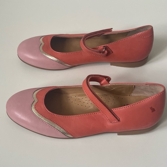 Lindo Girls’ Leather Coral & Pink Mary Jane Shoes - Picture 3 of 16